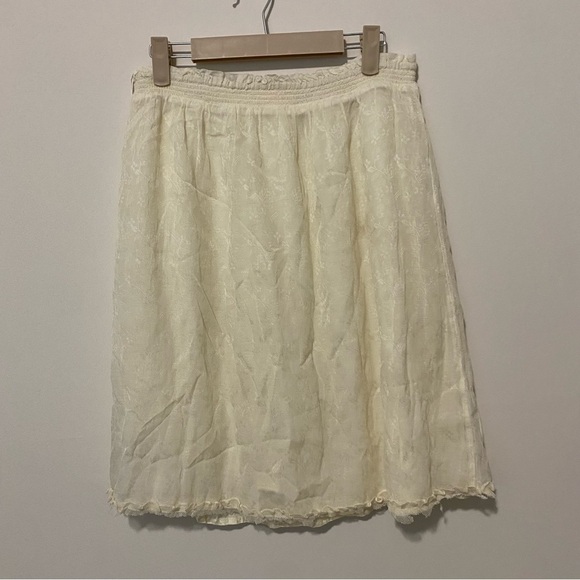 NWT Free People Cream Floral Sheer Overlay Skirt large - Picture 7 of 8